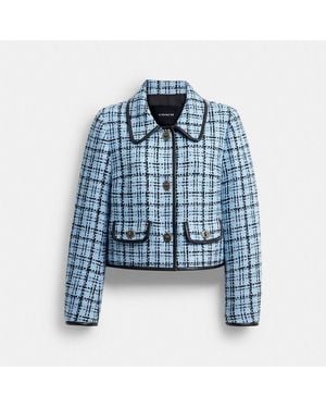 COACH Turnlock Tweed Jacket - Blue