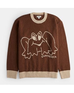 Coachtopia Crewneck Sweater With Intarsia Star Frog Graphic - Brown