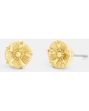 COACH Tea Rose Stud Earrings - Metallic