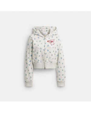 COACH Brain Dead Shrunken Floral Print Hoodie - White