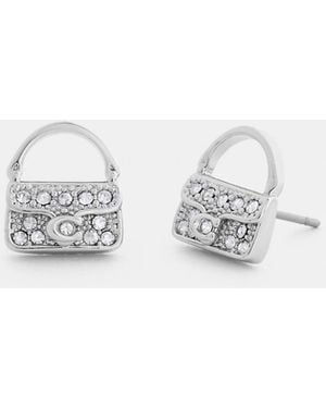 COACH Pavé Tabby Stud Earrings - White