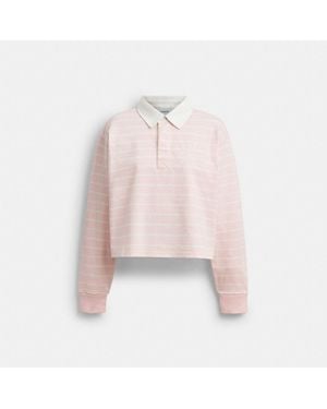 COACH Horse And Carriage Striped Rugby Polo In Organic Cotton - Pink