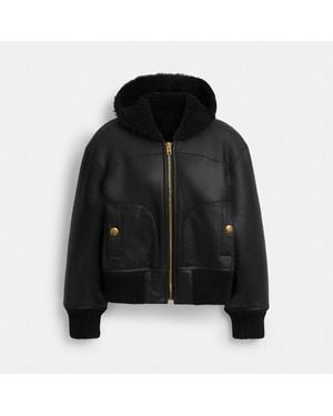 COACH Reversible Shearling Hoodie - Black