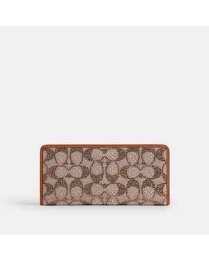 COACH Essential Slim Wallet In Crystal Signature Jacquard - Brown