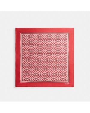 COACH Textured Signature Print Silk Square Scarf