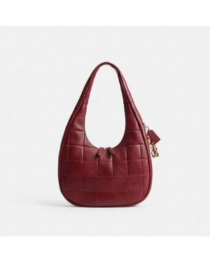 COACH Alter/ego Crescent Shoulder Bag In Checkerboard Upcrafted Leather - Red