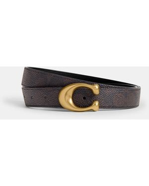 COACH Sculpted C Buckle Reversible Belt, 25 Mm - Black