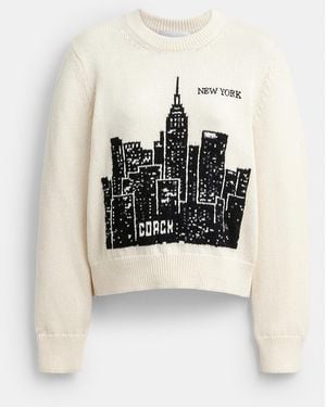 COACH Postcard Crewneck Sweater - White