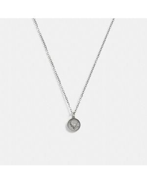 COACH Sterling Silver Coin Pendant Necklace - Metallic