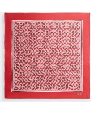 COACH Textured Signature Print Silk Square Scarf