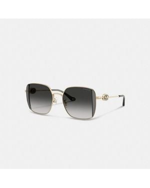 COACH Horse And Carriage Metal Oversized Square Sunglasses - Multicolor