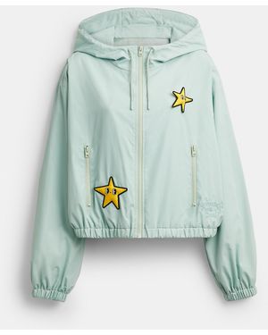 COACH Brain Dead Star Cropped Windbreaker - Green