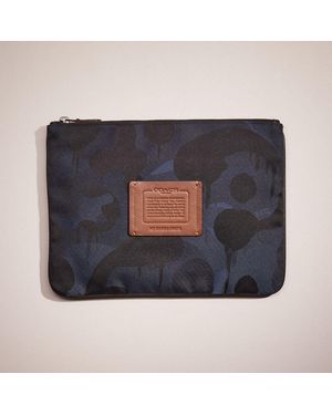 COACH Restored Large Multifunctional Pouch With Camo Print - Blue