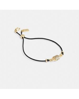 COACH Quilted Padlock Leather Slider Bracelet - Metallic
