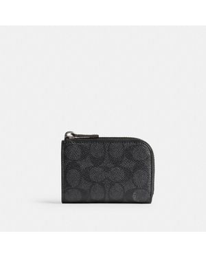 COACH L Zip Key Case In Signature Canvas - Black