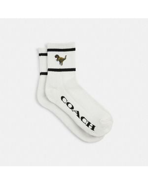 COACH Rexy Quarter Crew Socks - White