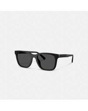 COACH C Hardware Textured Temple Square Sunglasses - Black
