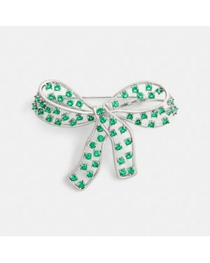 COACH Crystal Bow Brooch - Green