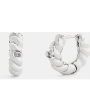 COACH Signature Mini Huggie Earrings - White