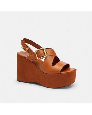 COACH Archival Buckle Wedge Platform - Brown