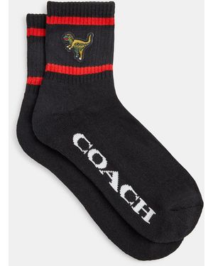 COACH Rexy Quarter Crew Socks - Black
