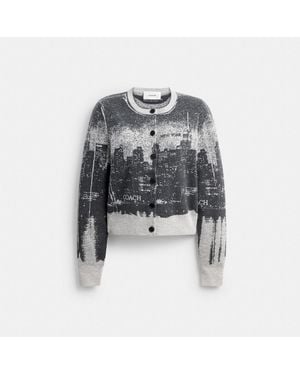 COACH Postcard Cardigan - Gray