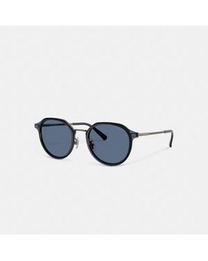 COACH Textured Metal Round Sunglasses - Blue