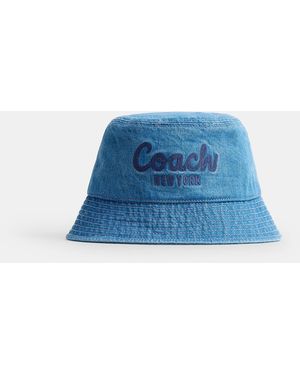 COACH Apeau Seau En Denim Brodé De L'Inscription Coa - Blue