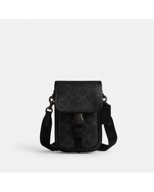 COACH League Phone Crossbody Bag In Signature Canvas - Black
