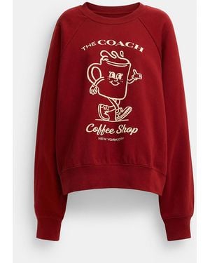 COACH The Coffee Shop Crewneck Sweatshirt - Red