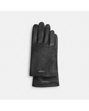 COACH Women's Leather Tech Gloves - Black