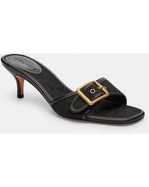 COACH Margot Kitten Heeled Mules - Black