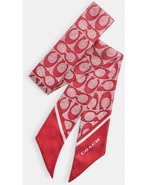 COACH Textured Signature Print Silk Skinny Scarf