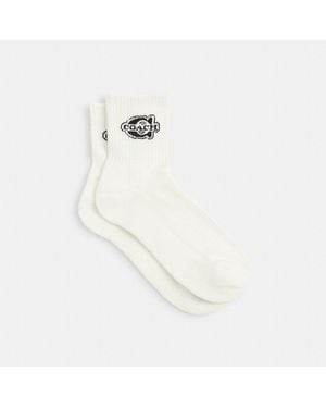 COACH Soho Quarter Crew Socks - White