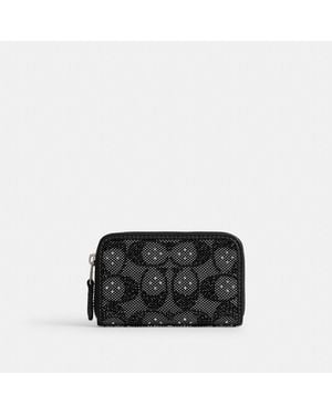 COACH Essential Small Zip Around Card Case In Crystal Signature Jacquard - Black