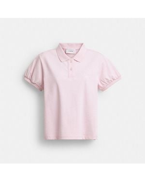 COACH Script Shrunken Polo In Organic Cotton - Pink