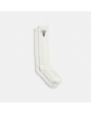 COACH Brain Dead Kachi Mouse Patch Lace Socks - White