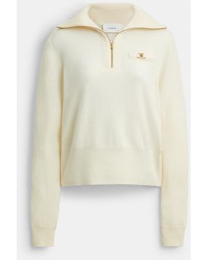 COACH Heritage Hardware Half Zip Top - White