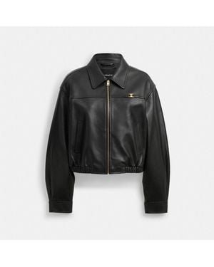 COACH Heritage C Cropped Blouson Jacket - Black
