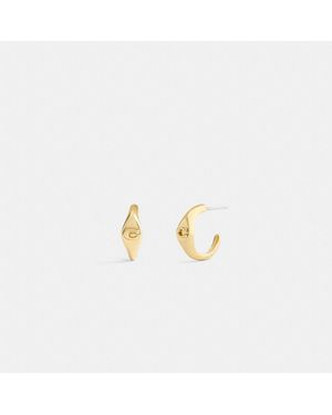 COACH Signet Signature Huggie Earrings - Metallic
