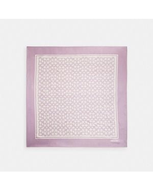 COACH Textured Signature Print Silk Square Scarf - Pink