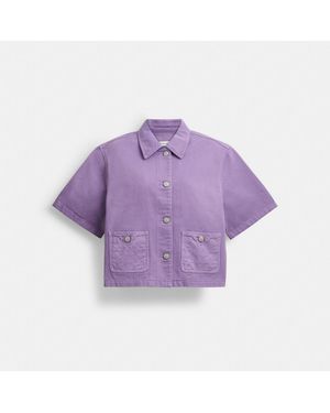 COACH Denim Short Sleeve Top - Purple