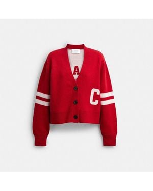 COACH Horse And Carriage Cropped Cardigan - Red