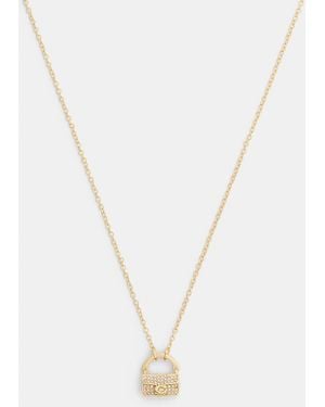 COACH Pavé Tabby Pendant Necklace - Metallic