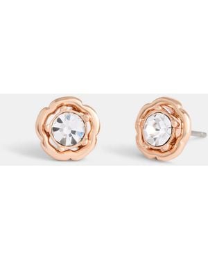 COACH Halo Tea Rose Stud Earrings - Pink