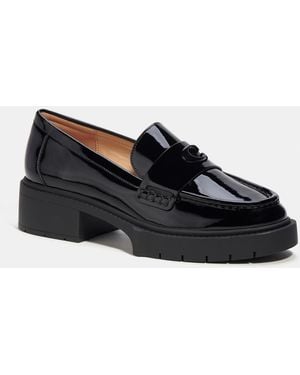 COACH Leah Leather Chunky Loafers - Black