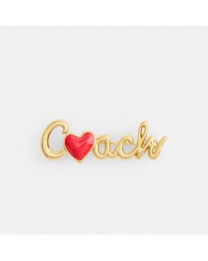 COACH Heart Script Brooch - Pink