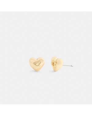 COACH Signature Heart Stud Earrings - Metallic