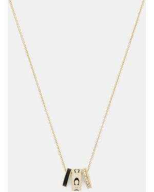 COACH Repeated C Rondelle Necklace - Metallic