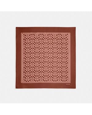 COACH Textured Signature Print Silk Square Scarf